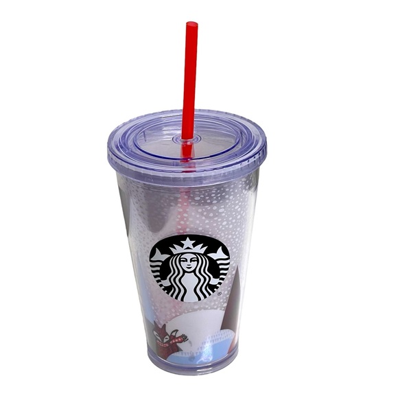 Starbucks Gift Holiday Tumbler Red Fox Snow Cold Cup Traveler 16 oz BPA Free - Picture 1 of 6